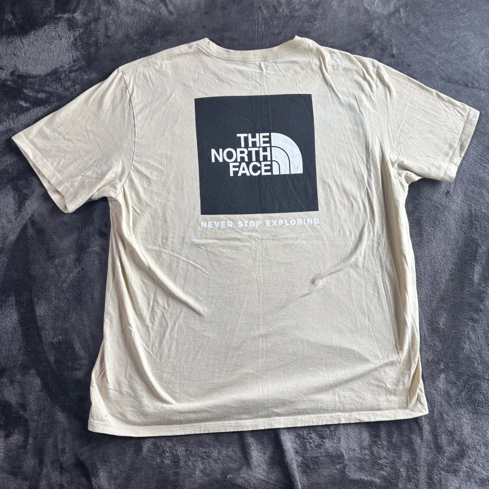 The North Face Mens XXL Tan Circular Design Graphic T-Shirt Never Stop Exploring